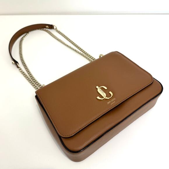 Jimmy Choo Handbags - Jimmy Choo Brown Leather Crossbody Shoulder Bag Adjustable Gold Chain Crossbody